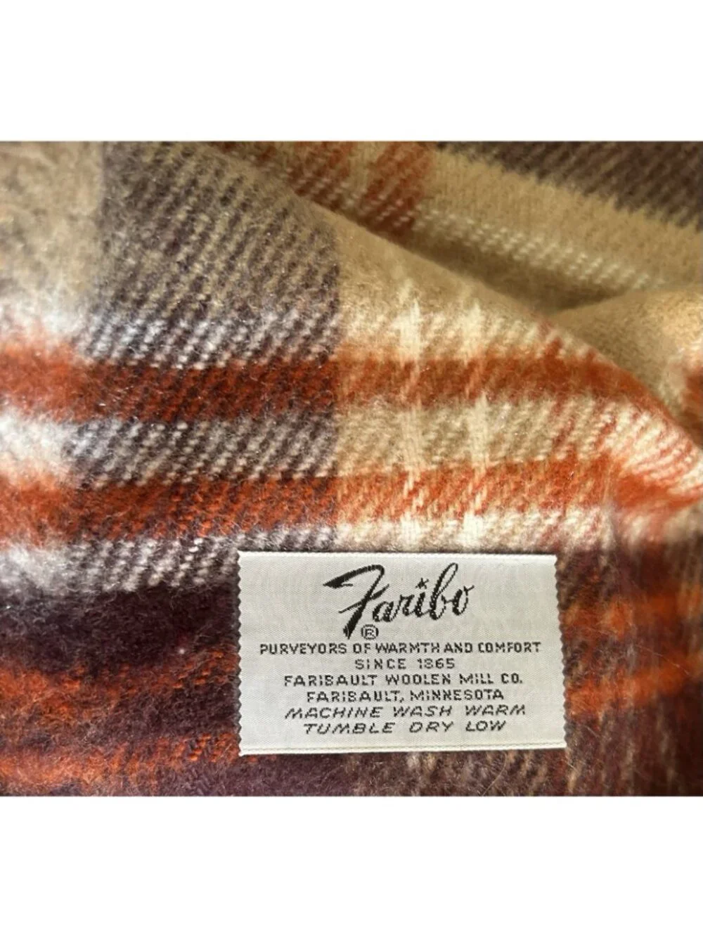 Vtg FARIBO Woolen Blanket 54